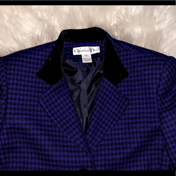 CHRISTIAN DIOR Vintage Purple Houndstooth Blazer - Picture 8 of 11